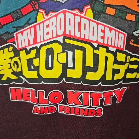 Hello Kitty My Hero Academia Hoodie 2XL Sanrio Anime Burgundy Otaku Streetwear - Picture 4 of 14